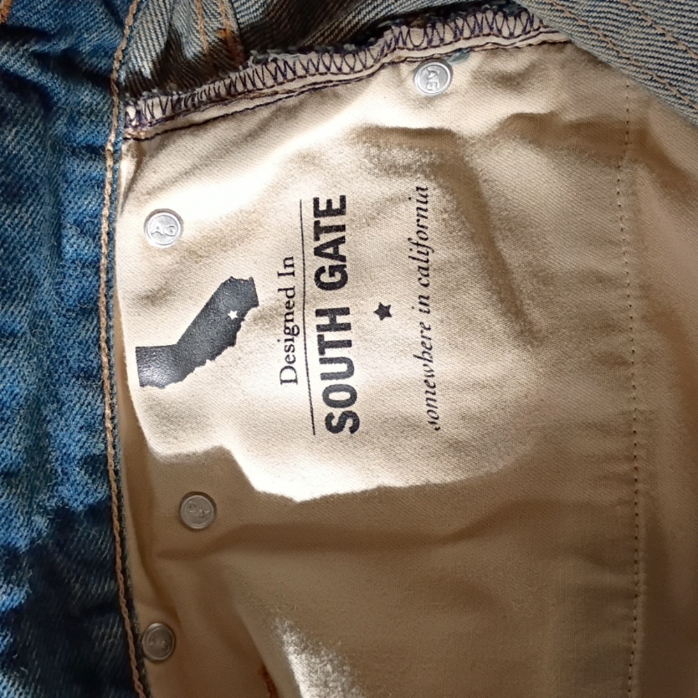 Women's Jeans High Rise Baggy Boyfriend Upcycled Distressing On Front AG-ED - Picture 8 of 8
